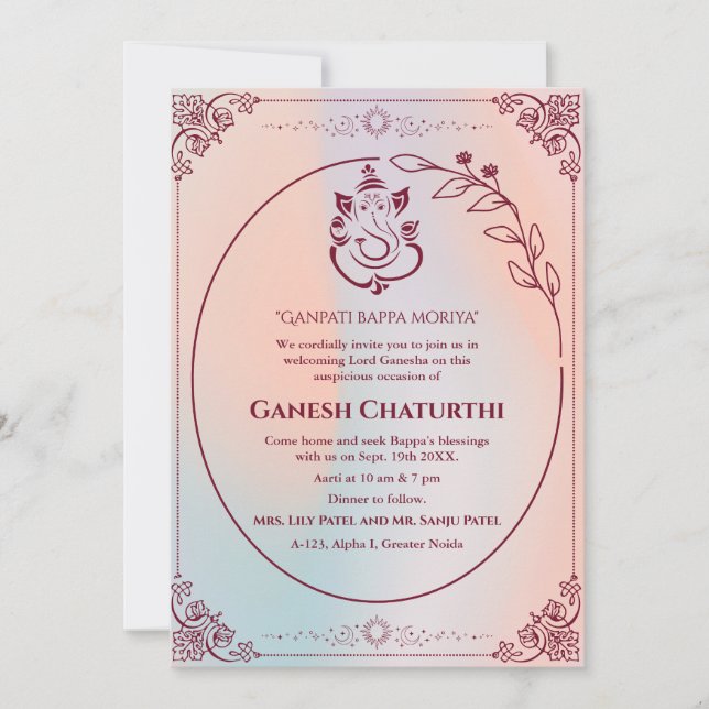 Invitación Ganesh Chaturthi Puja (Anverso)