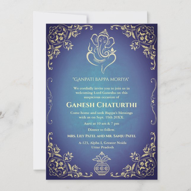 Invitación Ganesh Chaturthi Puja (Anverso)