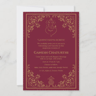 Invitación Ganesh Chaturthi Puja