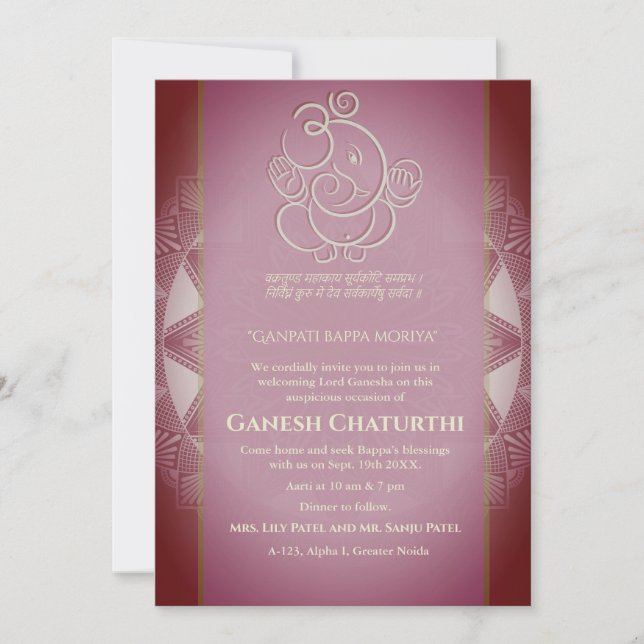 Invitación Ganesh Chaturthi Puja (Anverso)