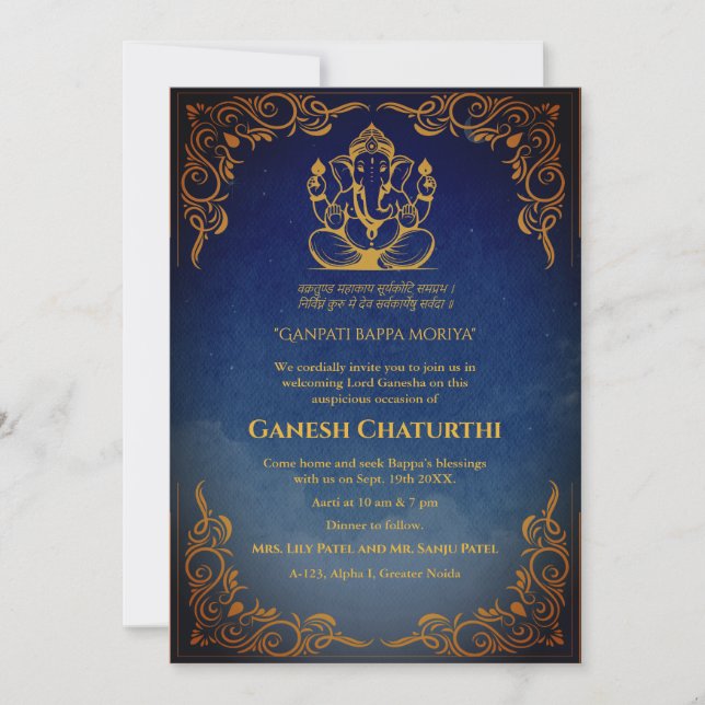 Invitación Ganesh Chaturthi Puja (Anverso)