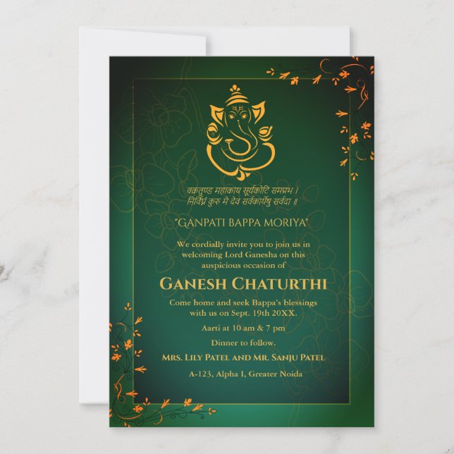 Invitación Ganesh Chaturthi Puja (Anverso)