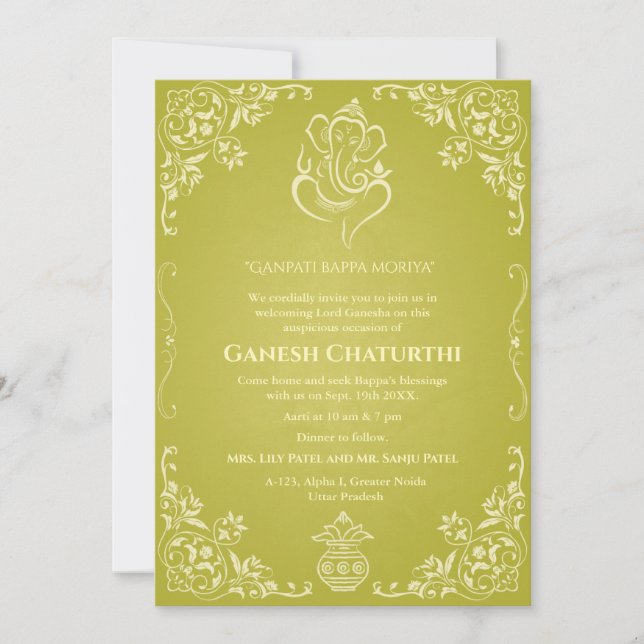 Invitación Ganesh Chaturthi Puja (Anverso)