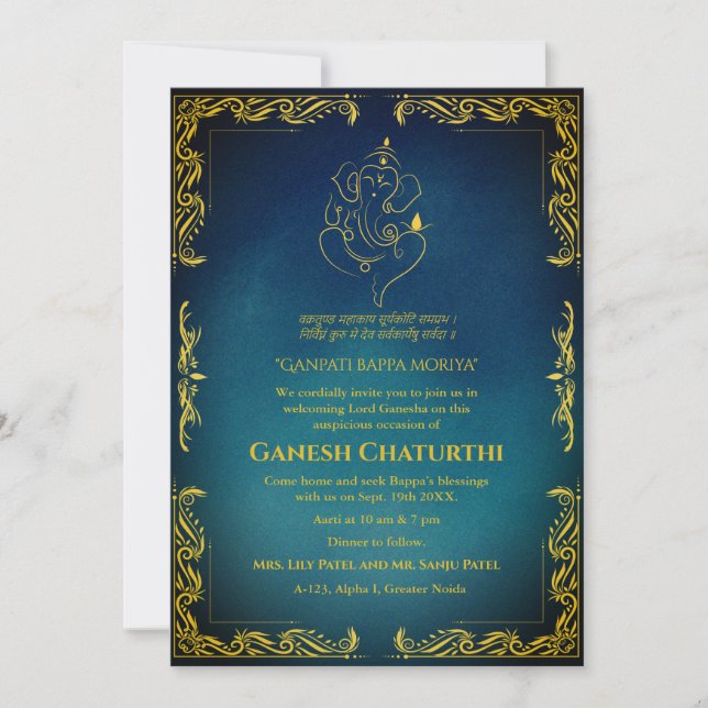 Invitación Ganesh Chaturthi Puja (Anverso)