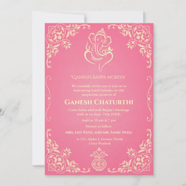 Invitación Ganesh Chaturthi Puja (Anverso)