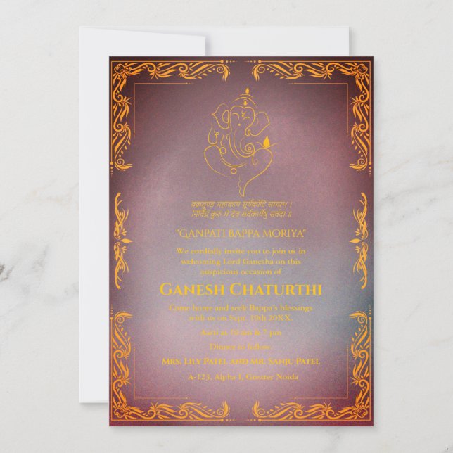 Invitación Ganesh Chaturthi Puja (Anverso)