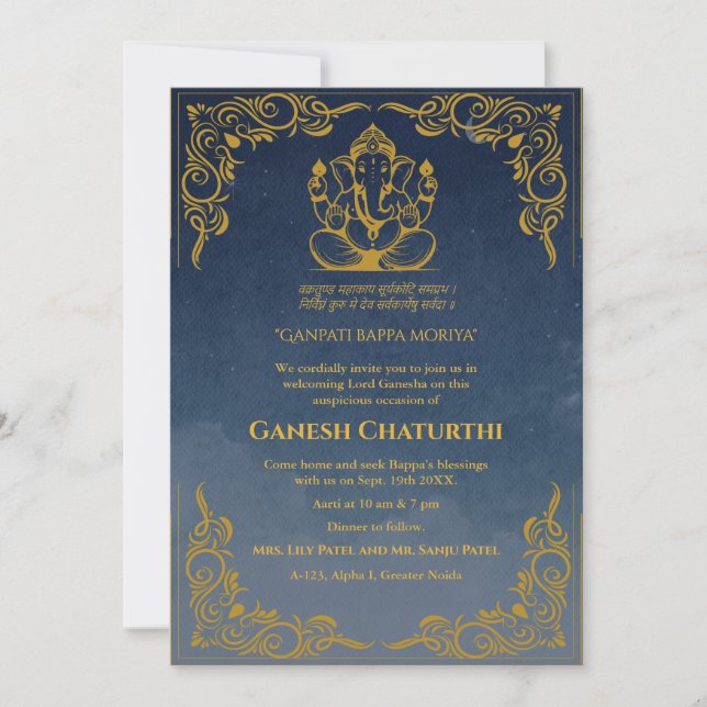 Invitación Ganesh Chaturthi Puja (Anverso)