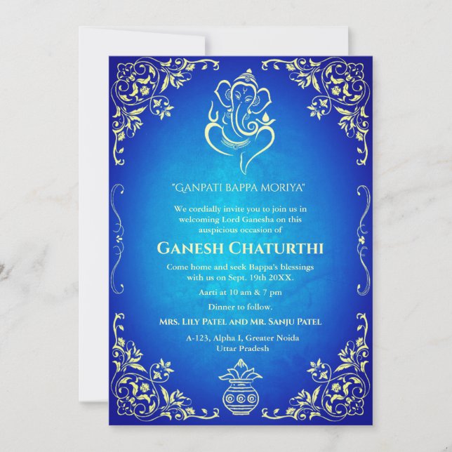 Invitación Ganesh Chaturthi Puja (Anverso)