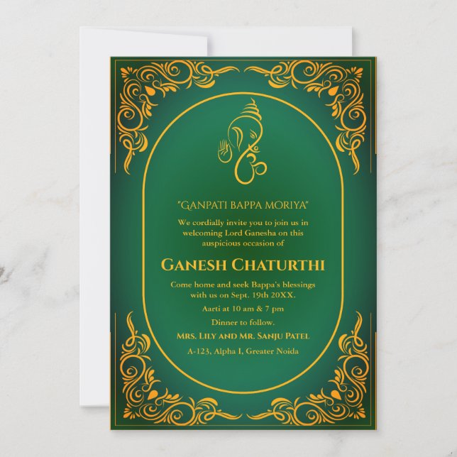Invitación Ganesh Chaturthi Puja (Anverso)
