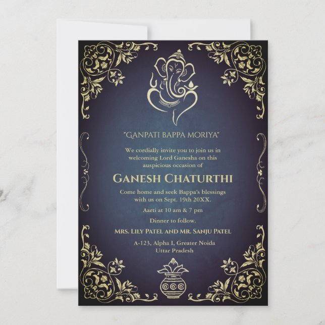 Invitación Ganesh Chaturthi Puja (Anverso)