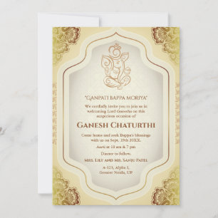 Invitación Ganesh Chaturthi Puja Golden