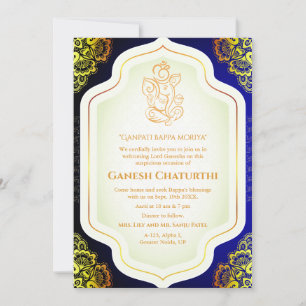 Invitación Ganesh Chaturthi Puja Golden