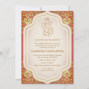 Invitación Ganesh Chaturthi Puja Golden
