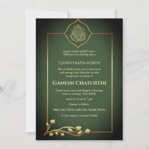 Invitación Ganesh Chaturthi Puja Royal Golden