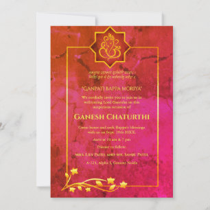 Invitación Ganesh Chaturthi Puja Royal Golden