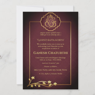 Invitación Ganesh Chaturthi Puja Royal Golden