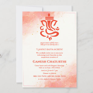 Invitación Ganesh Chaturthi Puja Sindoor Red