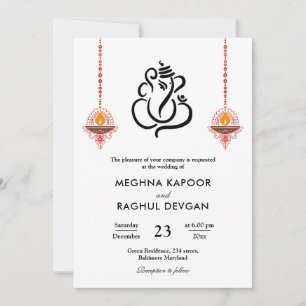 Invitación Ganesh Indian God Elegant Wedding