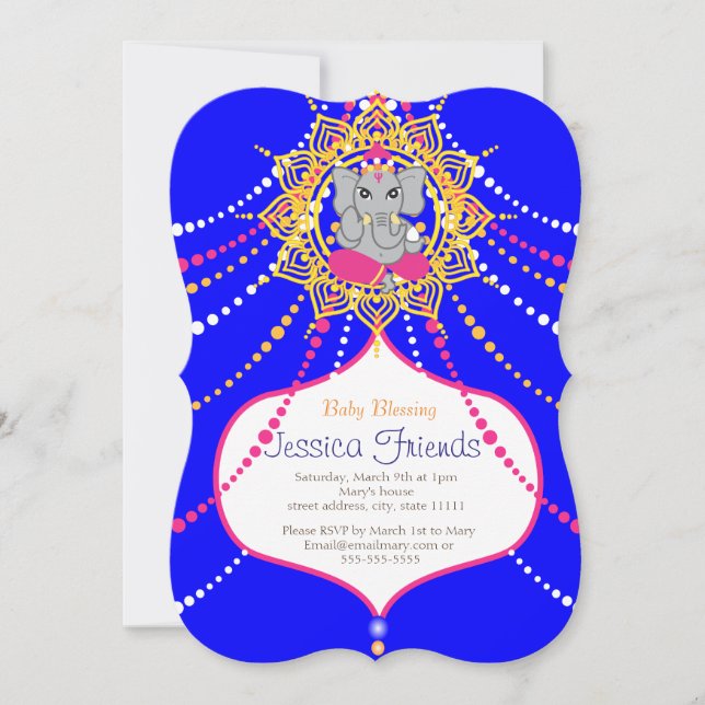 Invitación Ganesha Bebé ducha 5" x 7" (Anverso)