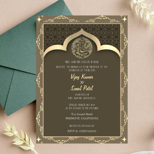 Invitación Ganesha, Boda hindú, con elementos dorados