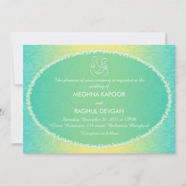Invitación Ganesha con clase/invitación india de la boda del (Anverso)
