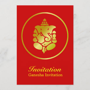 Invitación Ganesha dorada