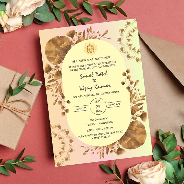 Invitación Ganesha, logo del Boda hindú indio con logo de hoj (Subido por el creador)