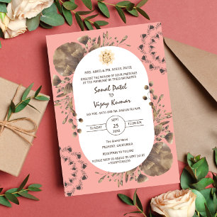 Invitación Ganesha, logo del Boda hindú indio con logo de hoj