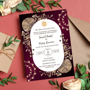 Invitación Ganesha, logo del Boda hindú indio con logo de hoj