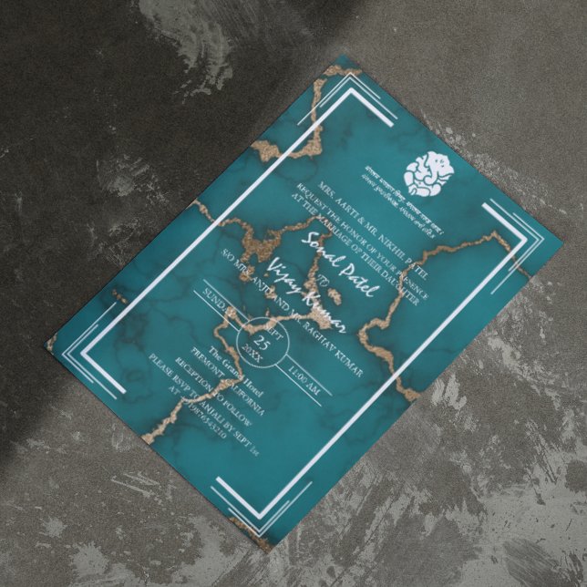 Invitación Ganesha Marble, Boda hindú moderno (Subido por el creador)