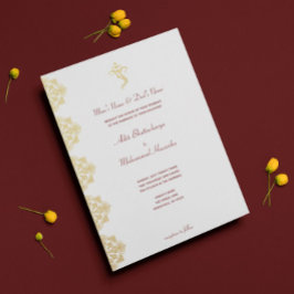 Invitación Ganesha Roja y Gold y Boda indio Mehndi