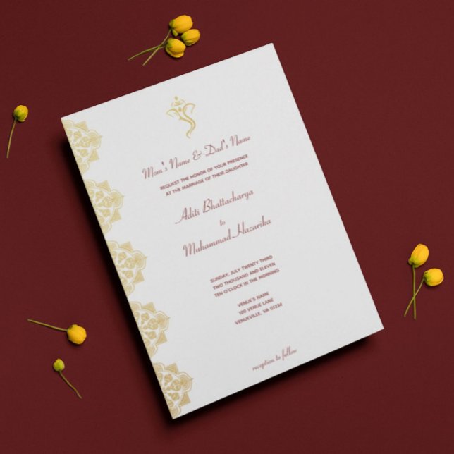 Invitación Ganesha Roja y Gold y Boda indio Mehndi (Subido por el creador)