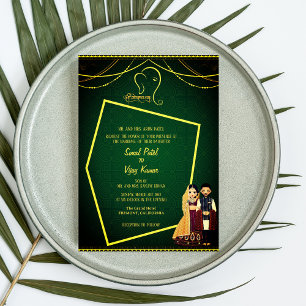 Invitación Ganesha Royal Golden, Boda hindú indio