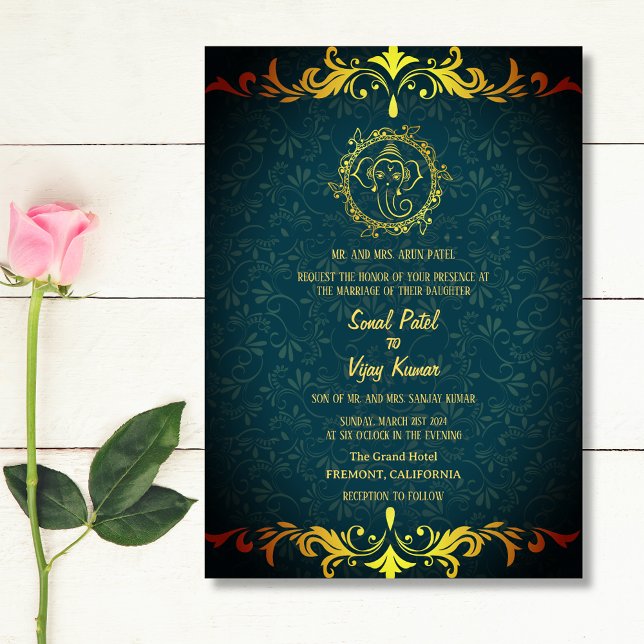 Invitación Ganesha Royal Golden, Boda hindú indio (Subido por el creador)