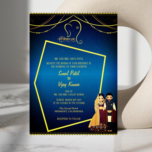 Invitación Ganesha Royal Golden, Boda hindú indio (Subido por el creador)