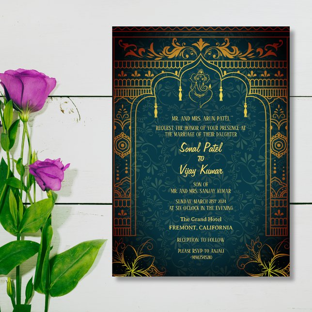 Invitación Ganesha Royal Golden, Boda hindú indio (Subido por el creador)