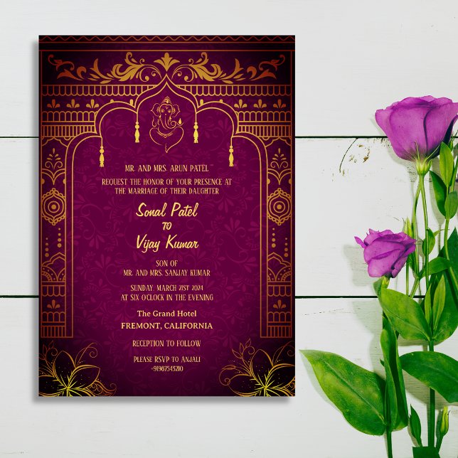 Invitación Ganesha Royal Golden, Boda hindú indio (Subido por el creador)