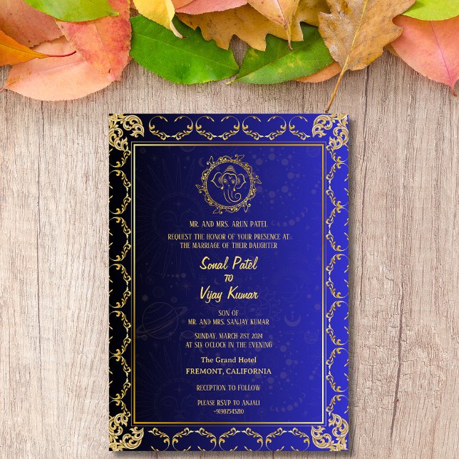 Invitación Ganesha Royal Golden, Boda hindú indio (Subido por el creador)