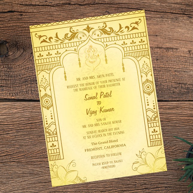 Invitación Ganesha Royal Golden, Boda hindú indio (Subido por el creador)