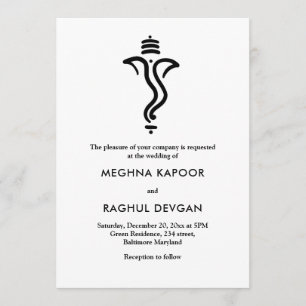 Invitación Ganesha simple y elegante/Boda de Dios indio