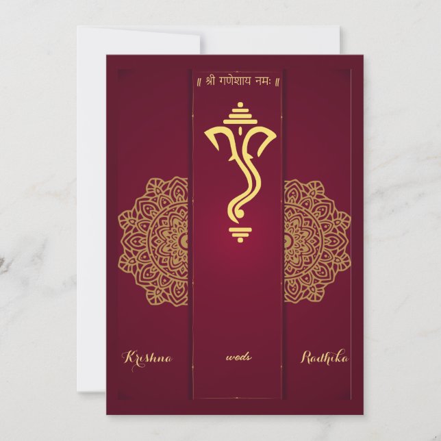 Invitación Ganesha tradicional de India (Anverso)