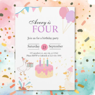Invitación ganso 4 cumpleaños
