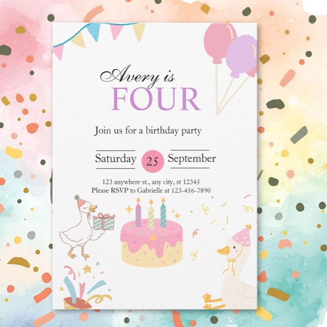 Invitación ganso 4 cumpleaños (Subido por el creador)