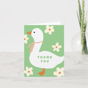 Invitación Ganso Blanco y Margaritas Gracias Verde