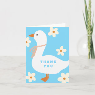 Invitación Ganso blanco y maricas gracias azul