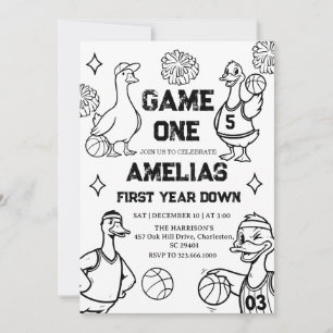 Invitación Ganso de Baloncesto 1er Cumpleaños Deportes Americ