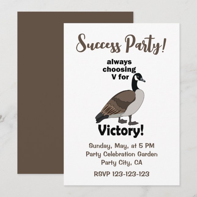 Invitación Ganso de Canadá Eligiendo Fiesta de Victoria Éxito (Anverso / Reverso)