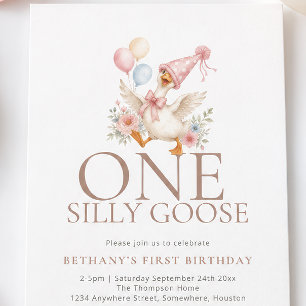 Invitación Ganso Divertido Foto Cumpleaños 1er Año 