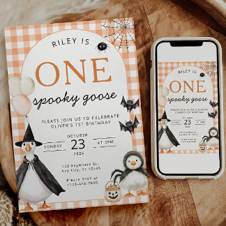 Invitación Ganso Espeluznante Cumpleaños de Halloween 1er