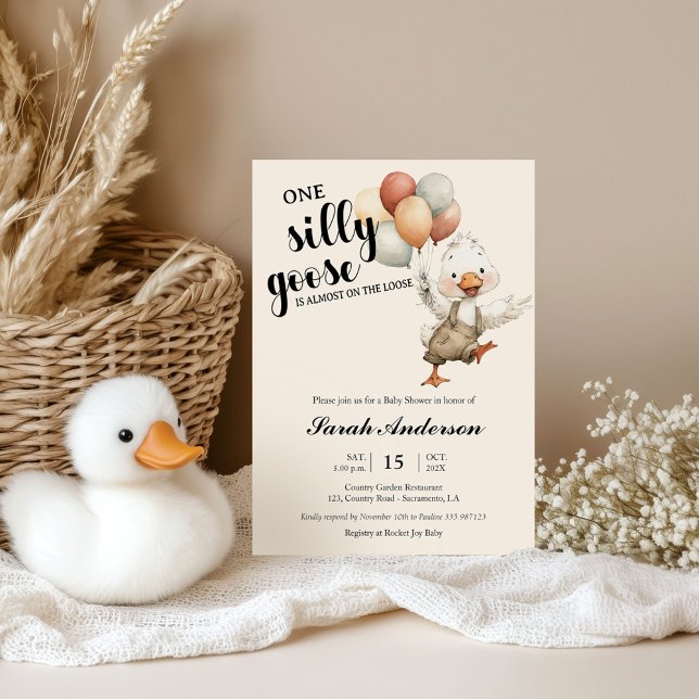 Invitación Ganso tonto casi suelto Cumpleaños de bebé (Subido por el creador)